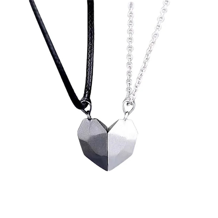 Twin Souls Heart Necklace Silver & Gray