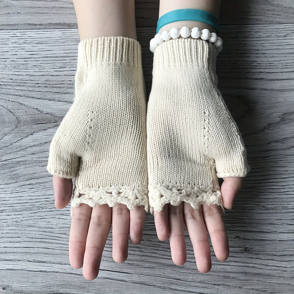 3Leaves Floral Fingerless Gloves