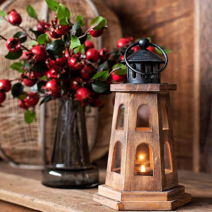 Lighthouse Candle Holder Wood color