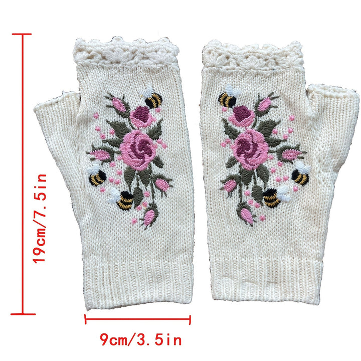 3Leaves Floral Fingerless Gloves
