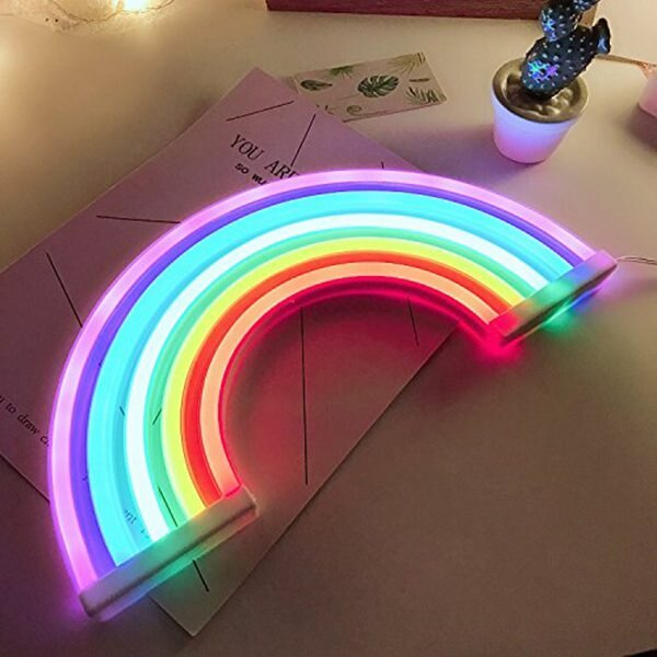 New Cute Rainbow Neon Sign LED Rainbow Light Lamp for Dorm Decor Rainbow / 30*16*2.2cm