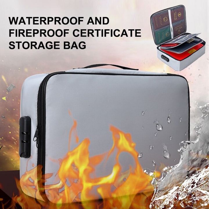 Fireproof Document Password Bag Travel Waterproof File Money Storage Safe Papers Zipper Safety Organizer Multi-Layer Card Case