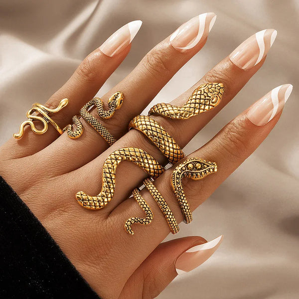 Victorian Snake Ring Set Gold