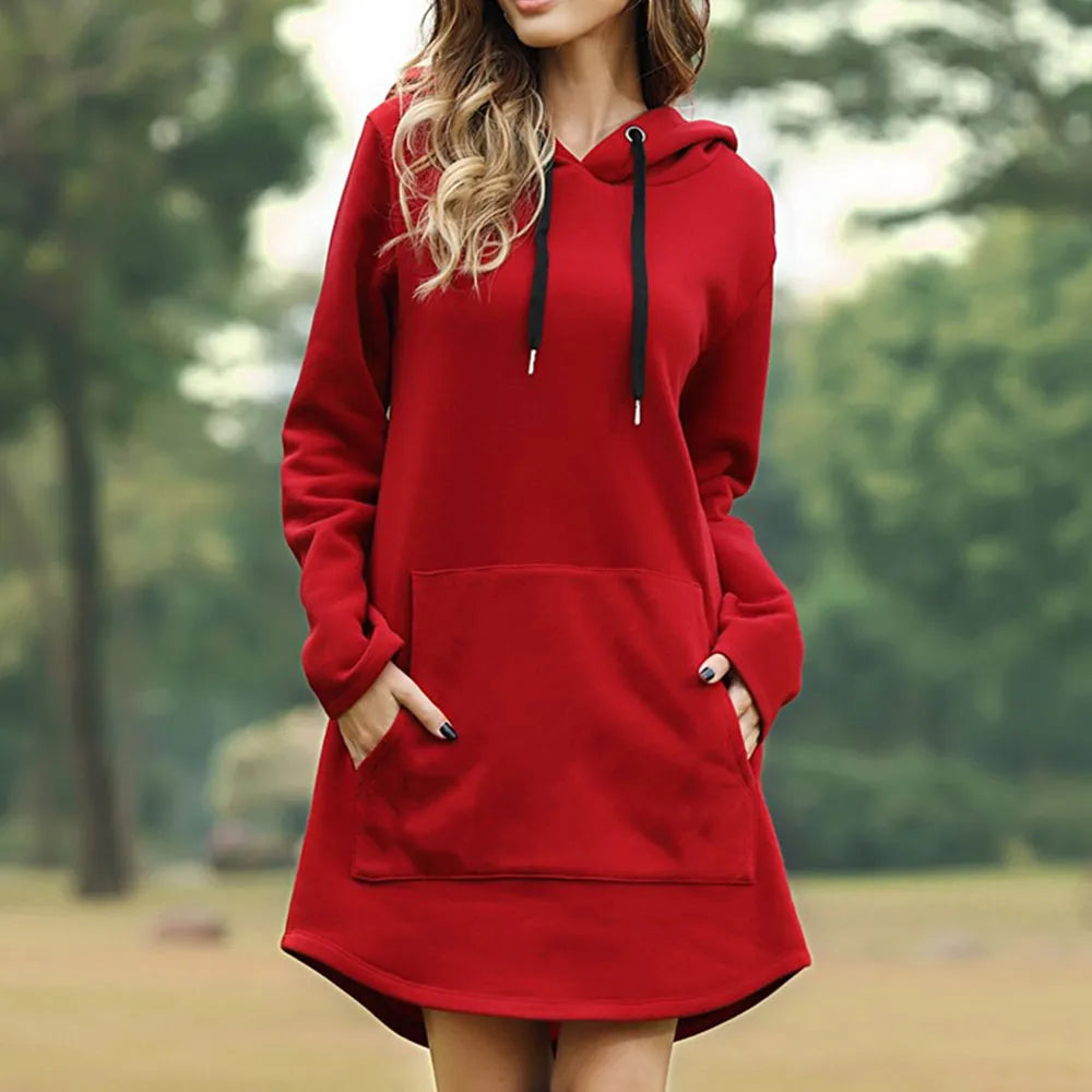 red hoodie dress Toad & Co Fernscape Long Sleeve Hooded Dress - Dark Roast