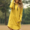 3Leaves Women Hoodie Dress Yellow / S