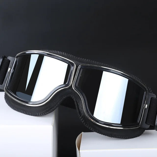 RoamReady Moto 2.0 Vintage Goggles Black/Silver Lens