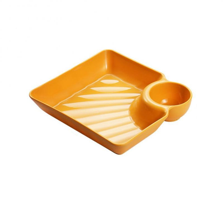 Sectioned Dipping Plates - 5 Piece Set Yellow