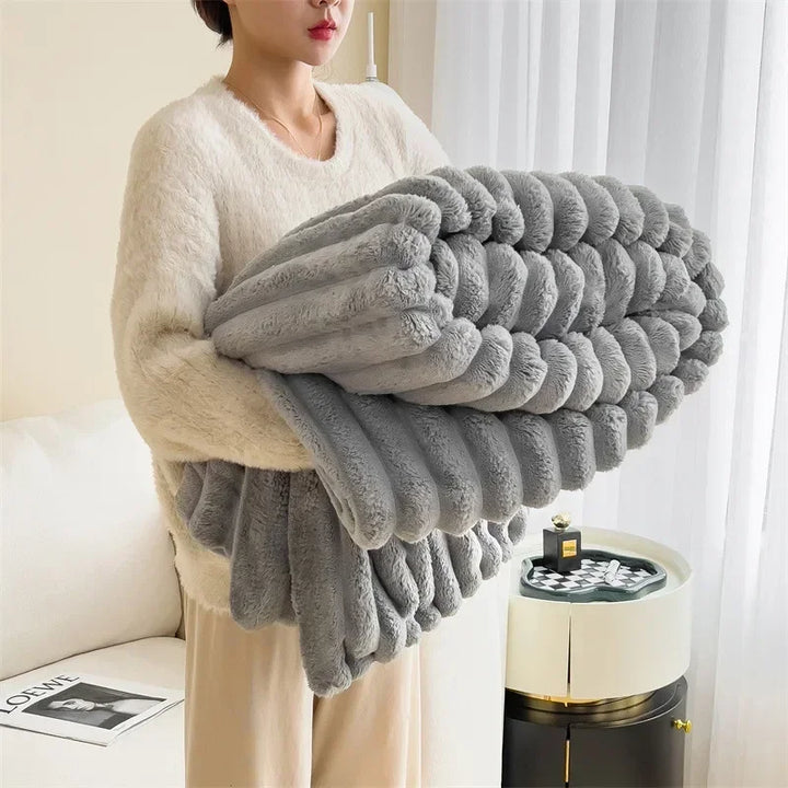 Purely Coral Fleece Blanket Light Gray / 47" x 79"