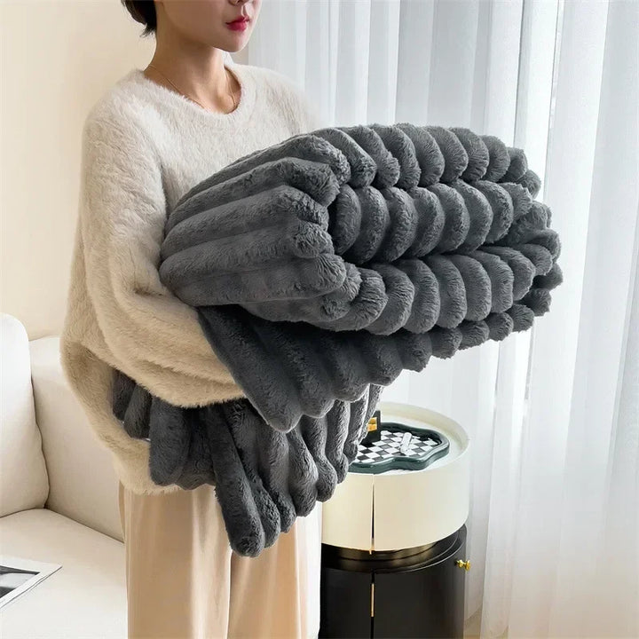 Purely Coral Fleece Blanket Dark gray / 47" x 79"