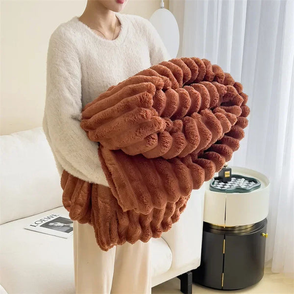 Purely Coral Fleece Blanket Red orange / 47" x 79"