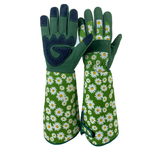 Floral Gauntlet Gardening Gloves Medium