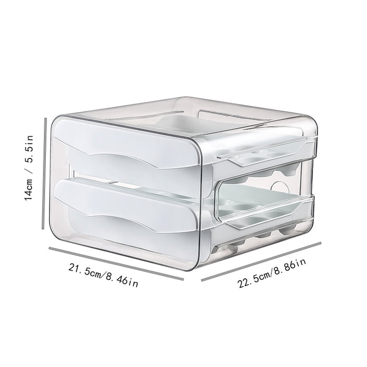 Refrigerator Egg Storage Organizer Egg Holder for Fridger 2-Layer Drawer Type Stackable Storage Bins Clear Plastic Egg Holder White