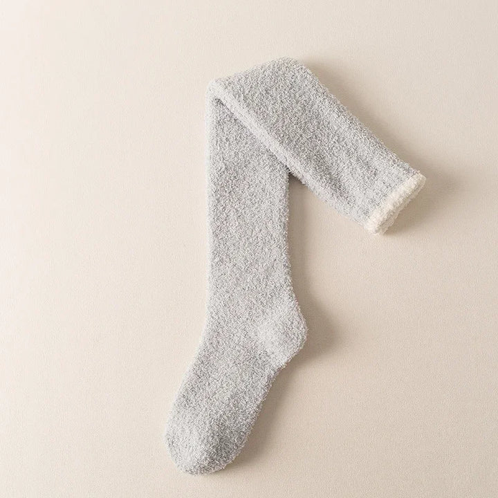 3Leaves Fuzzy Knee High Socks Grey