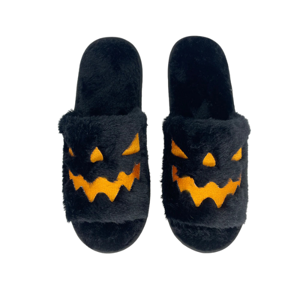 Fuzzy Halloween Slippers Black / 5.5