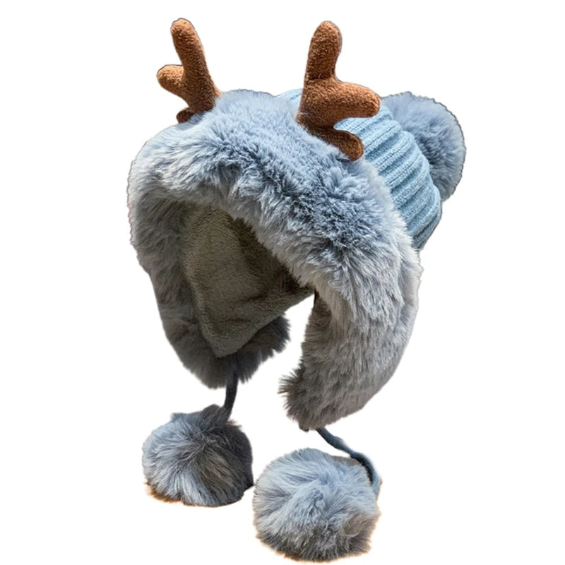 Black Oak Reindeer Beanie Blue