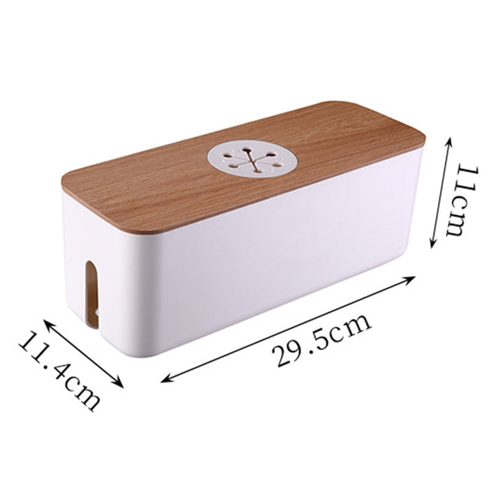 Wooden Cable Storage Box Power Line Storage Case Dustproof Charger Socket Organizer Wire Case Home Cable Winder Organizer