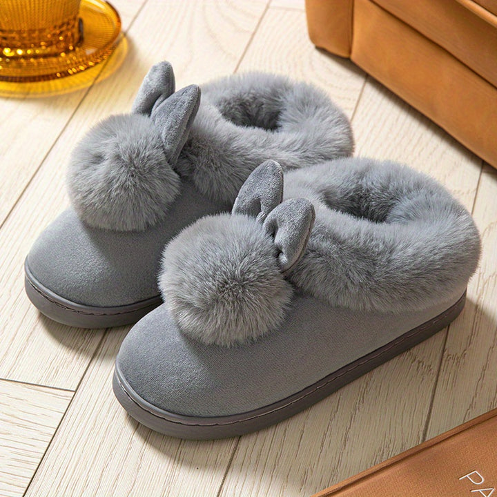 Fluffy Bunny Slippers Gray / 4.5