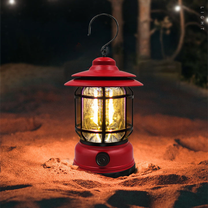 Retro Camp Lantern - USB Rechargeable Red