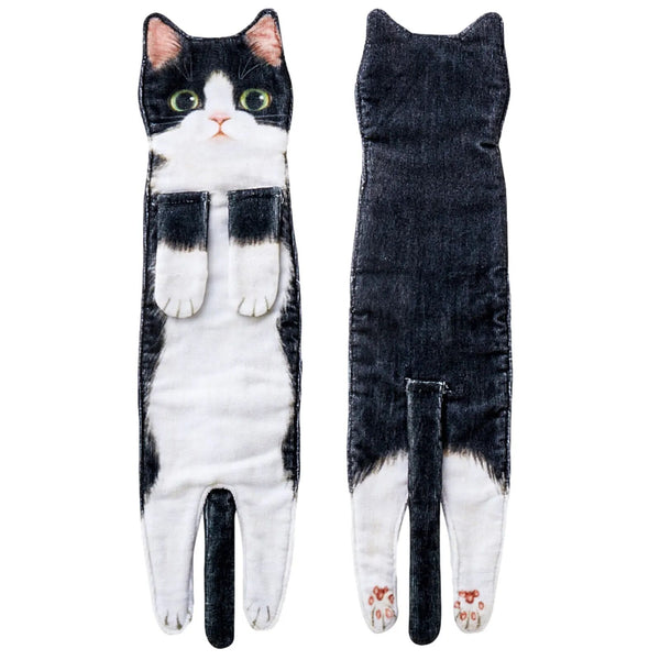 Kitty Hand Towel Black and White