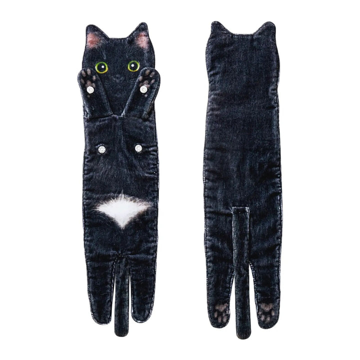 Kitty Hand Towel Black