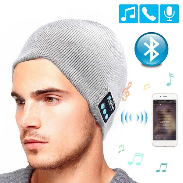 Wireless Bluetooth Beanie Hat Light Grey