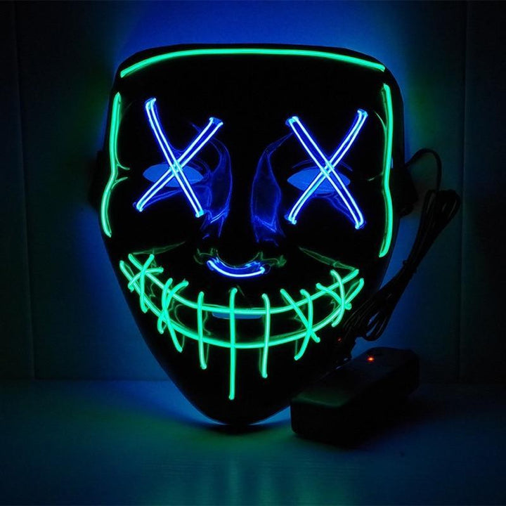 LED Purge Party Mask Green/ Blue Eyes