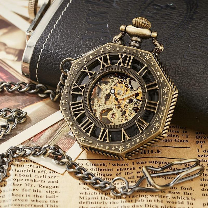 Steampunk Mechanical Pocket Watch Bronze