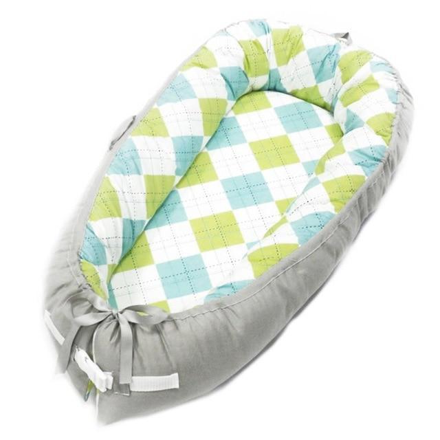 Portable Baby Bed Green Blue