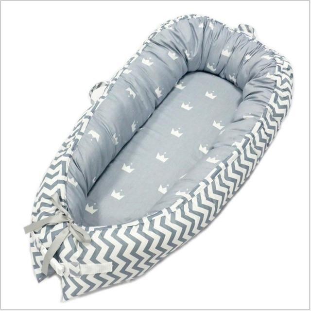 Portable Baby Bed Grey Stripes