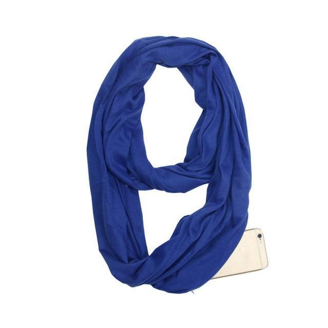 Infinity Scarf with Hidden Pocket Blue