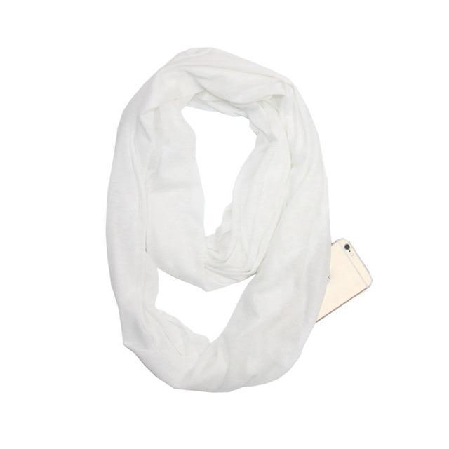 Infinity Scarf with Hidden Pocket White