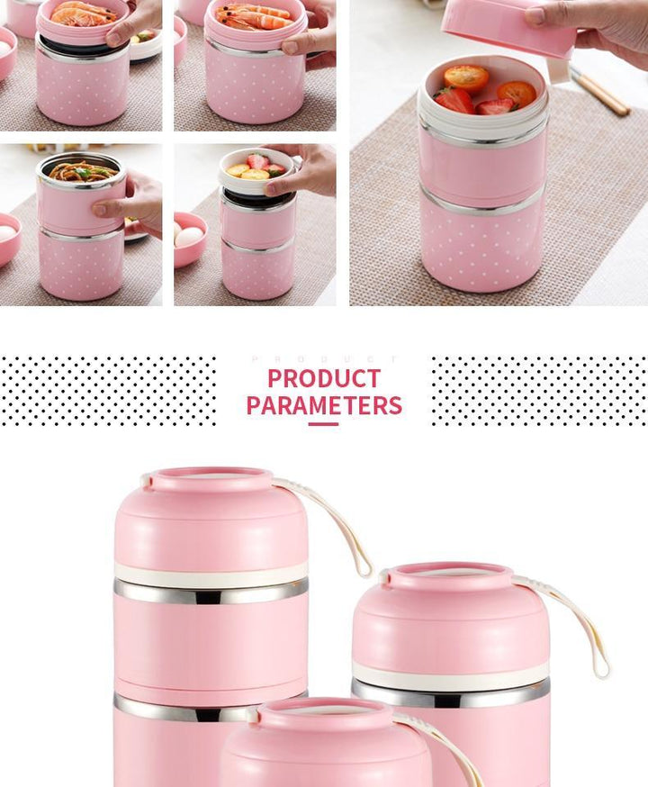 Cute Japanese Thermal Lunch Box Leak-Proof Stainless Steel