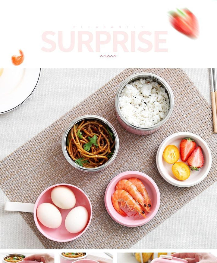 Cute Japanese Thermal Lunch Box Leak-Proof Stainless Steel