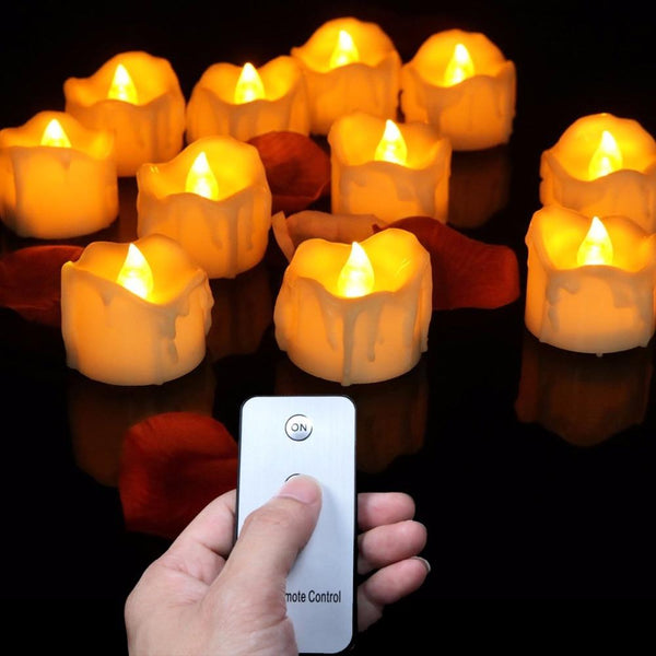12 Remote Flameless Candles Yellow