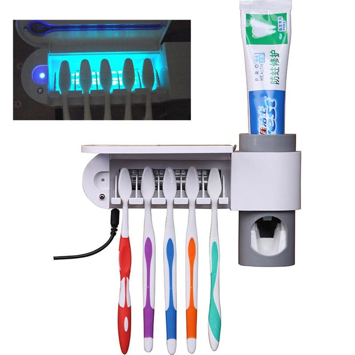 3 in 1 UV Toothbrush Sanitizer with Automatic Toothpaste Dispenser