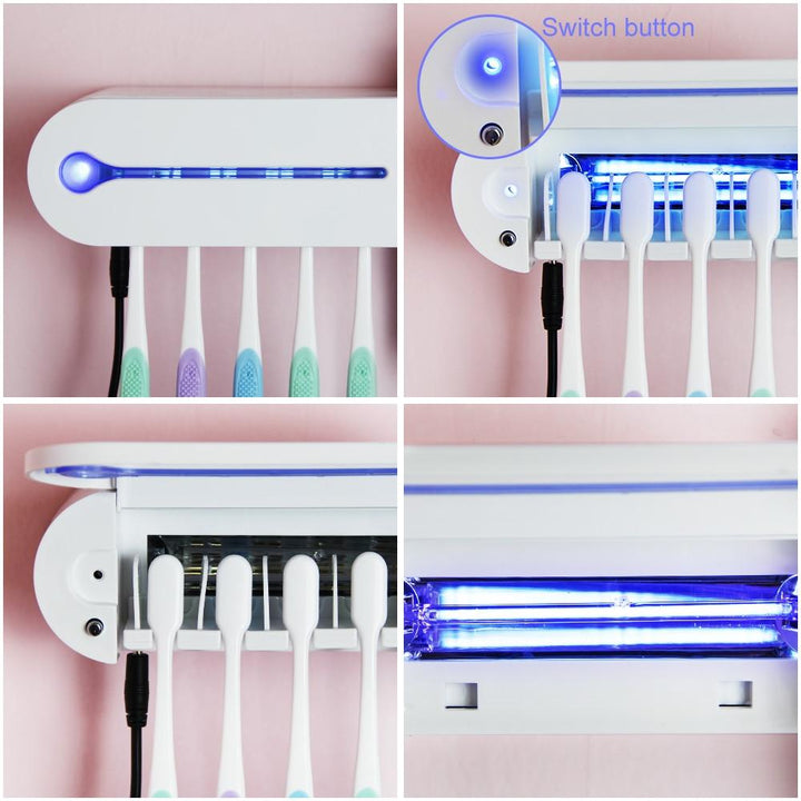 3 in 1 UV Toothbrush Sanitizer with Automatic Toothpaste Dispenser